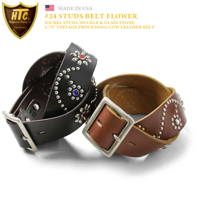 HTC エイチティーシー FLOWER 1.75 カウレザー スタッズベルト