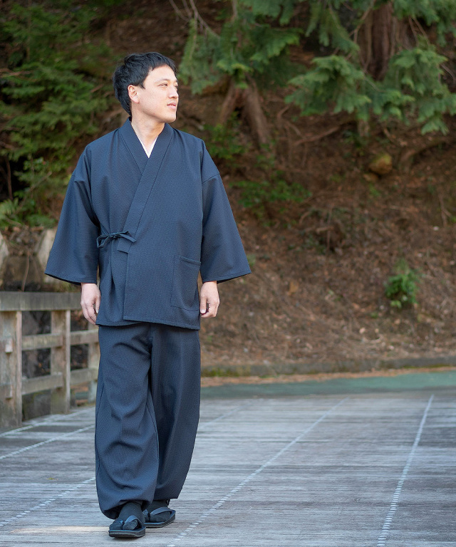 クールマックス・サッカー作務衣 No.1 濃紺 (M-LL) | 作務衣・甚平通販