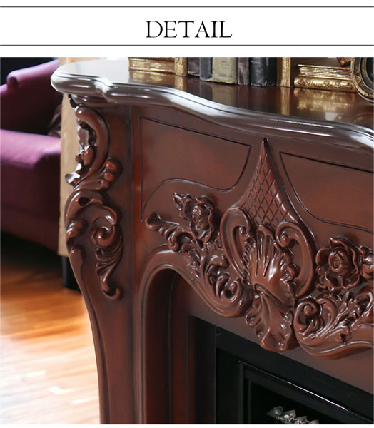 アンティーク調 マントルピース（フェイクファイヤー付）ホワイト 暖炉