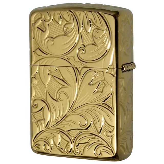 Zippo ジッポー アーマー リーフ 5面立体彫刻 ゴールド チタニューム