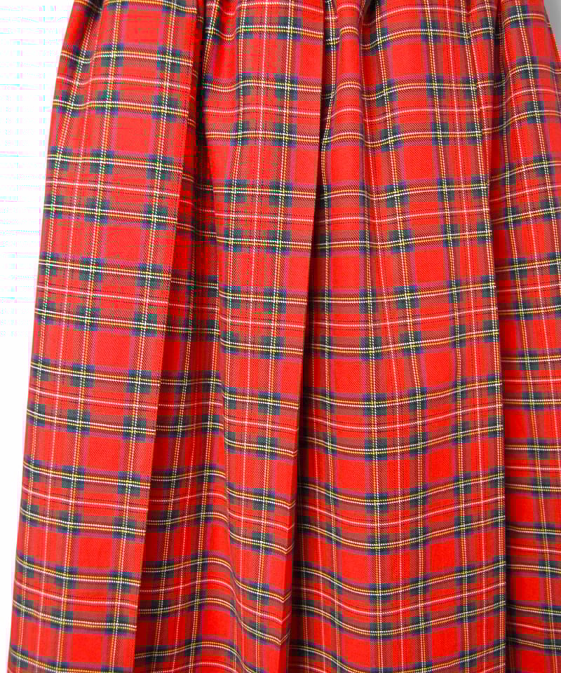 タータンチェック フレアプリーツロングスカート:レッド | SWIVEL SLUM