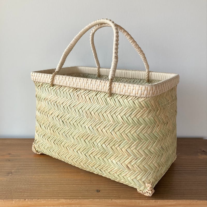 スズ竹 すず竹 手提げかご 市場かご 格子縁 -4／岩手県一戸 鳥越竹細工