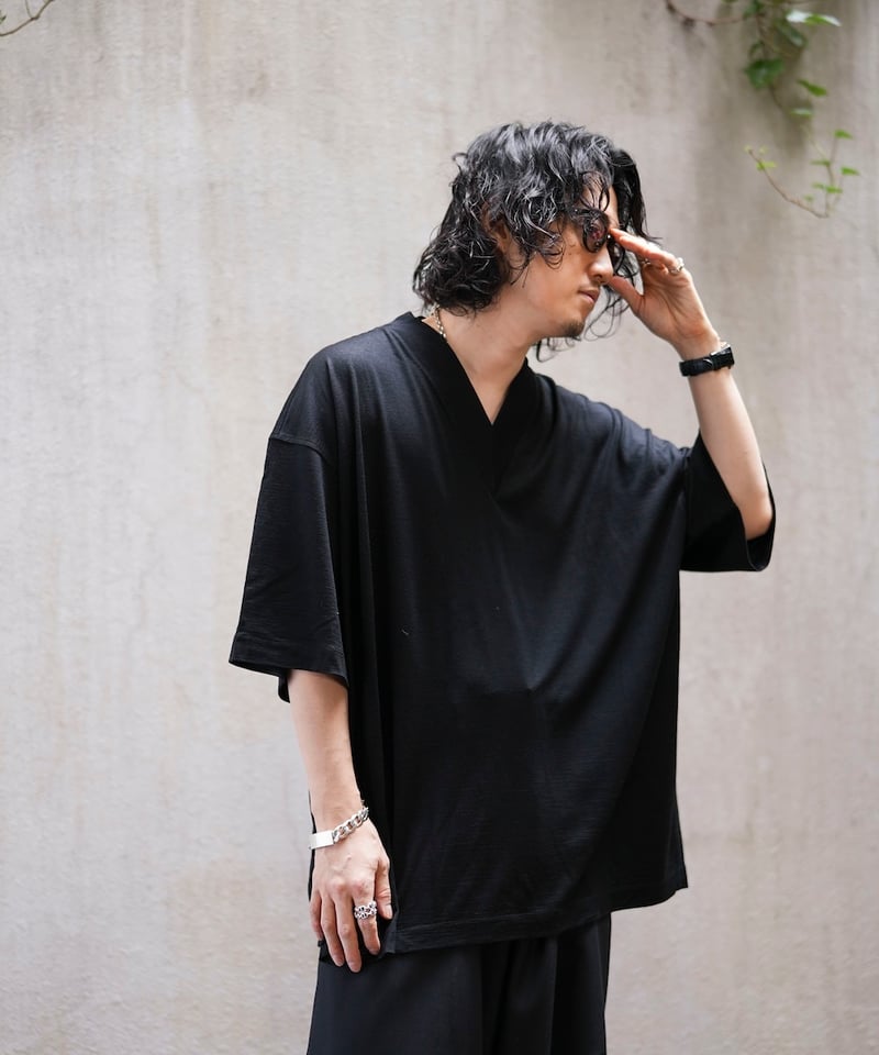 MBハイエンド尾州ウールTシャツ ビッグVネックプルオーバー | MB