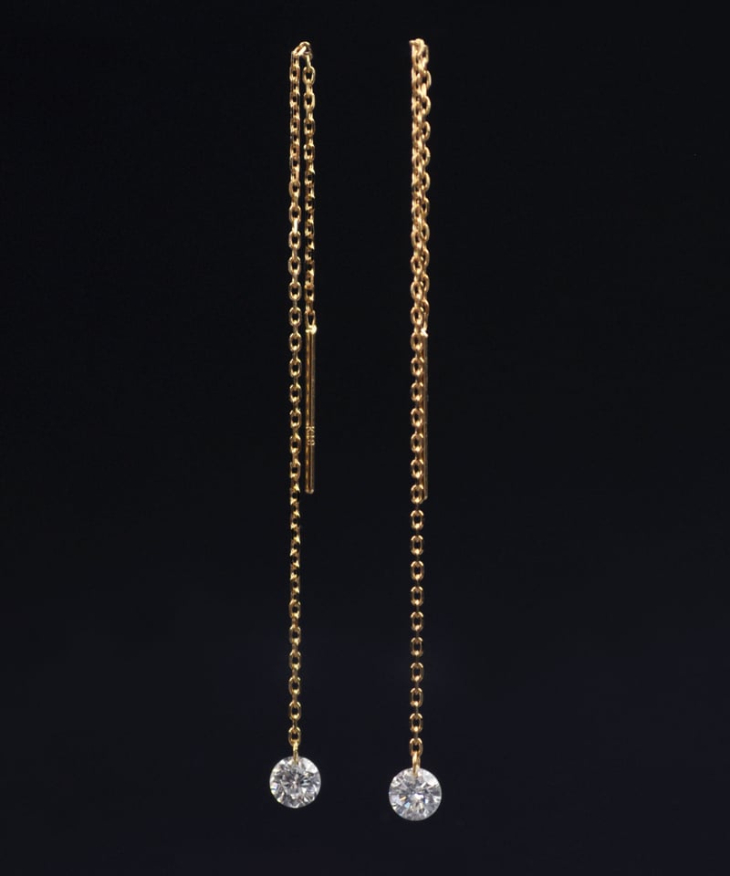 anq.】K18・レーザーホール 0.22ct ダイヤモンド アメリカンピアス