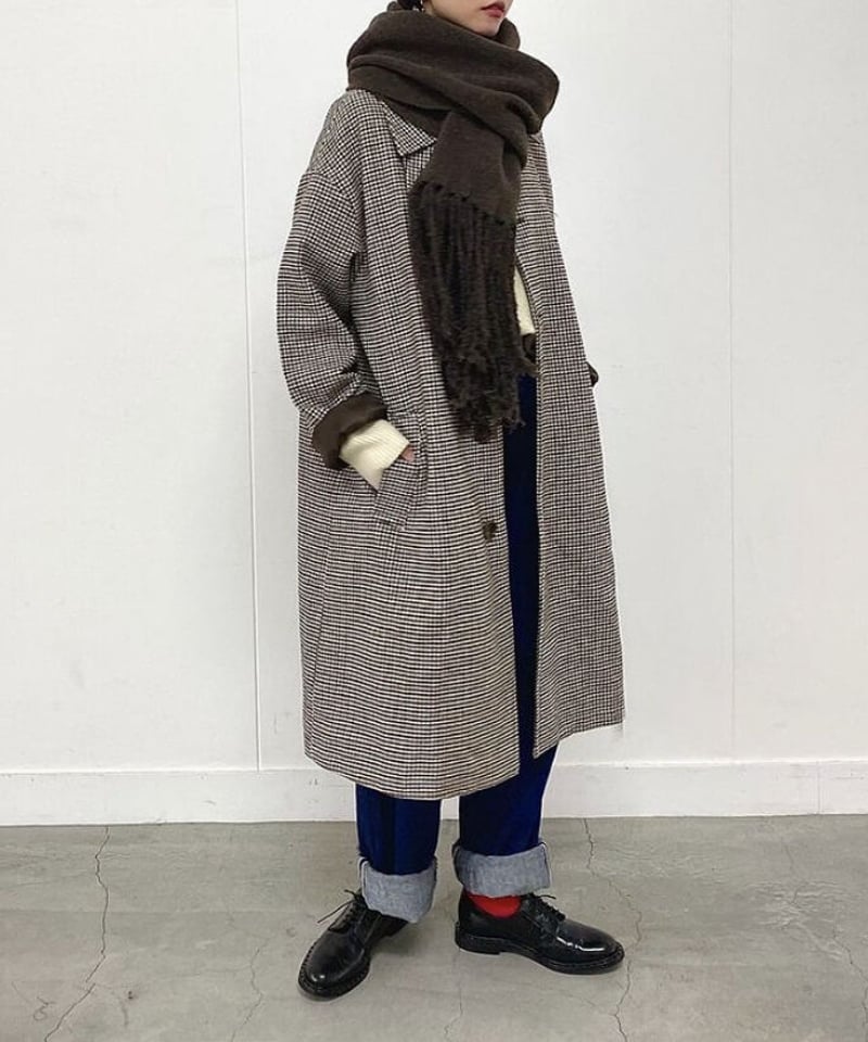 wool mix soutien collar plaid coat | F A S H I R U