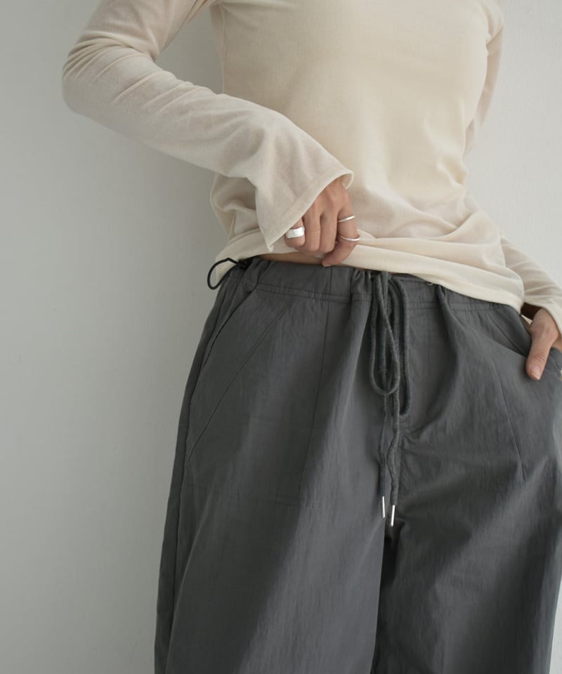bottoms-02249 パラシュート パンツ グレー ブラック | L a v i s h