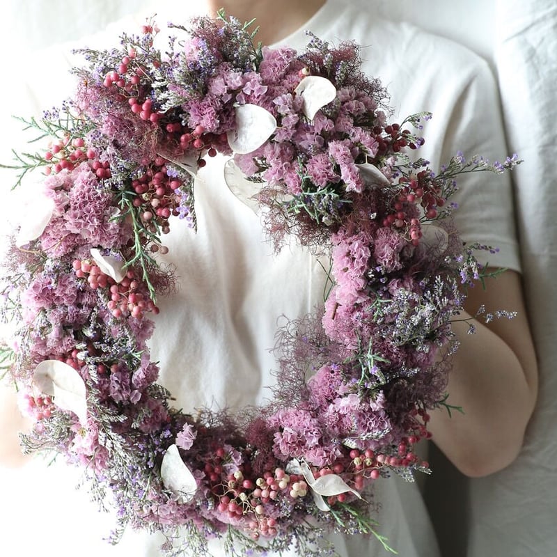 季節限定＞スモークツリーとスターチス、ピンクペッパーのリース