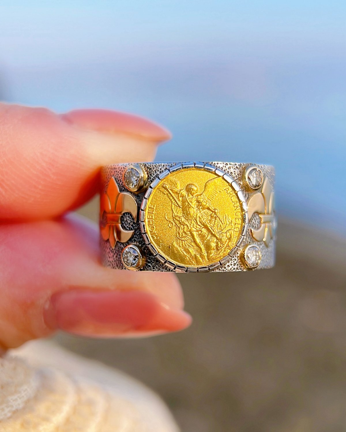 St.Michael&イエローサファイア&ダイヤモンド シルバー&18KYGリング