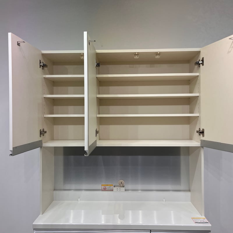 Pamouna 食器棚 120cm パールホワイト 全扉、引き出しサイレント