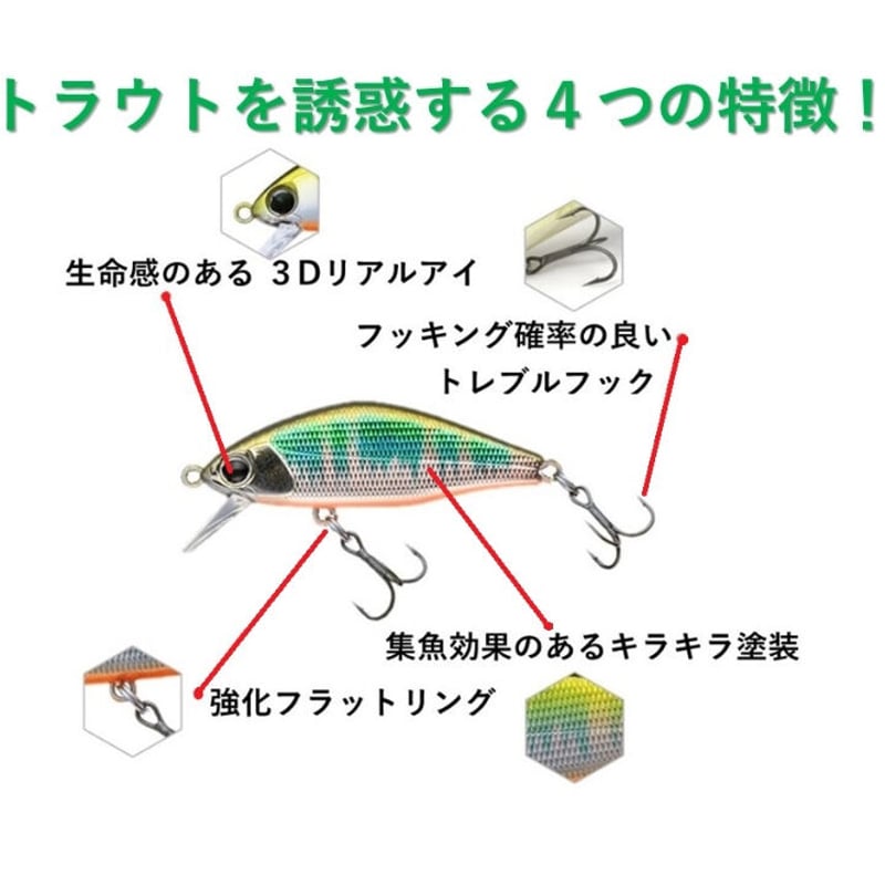 ナイトアーミー 釣具ルアー 4.5g 誘う トラウトミノー 5色 ルアー