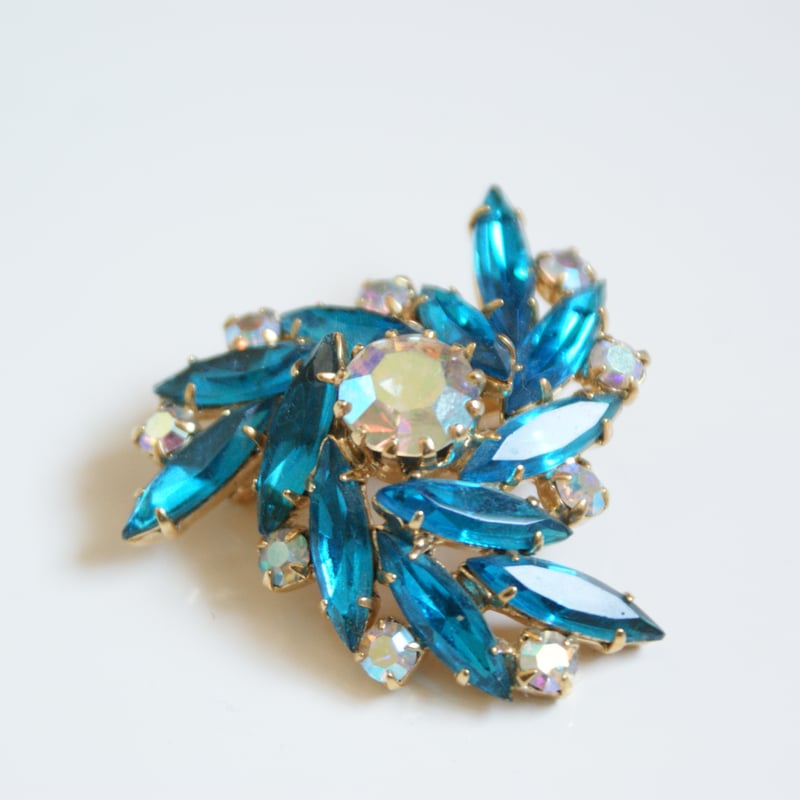 オーストリア買付】シアンブルー マーキス オーロラ ラインストーン