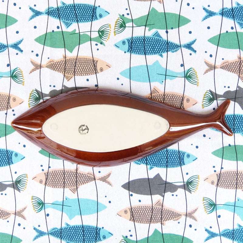 スティグ・リンドベリ Stig Lindberg フラーデン 魚プレート（ブラウン