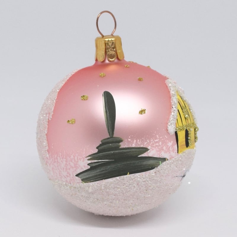 チェコ ガラスオーナメント 教会 ピンク | Kitten Blue