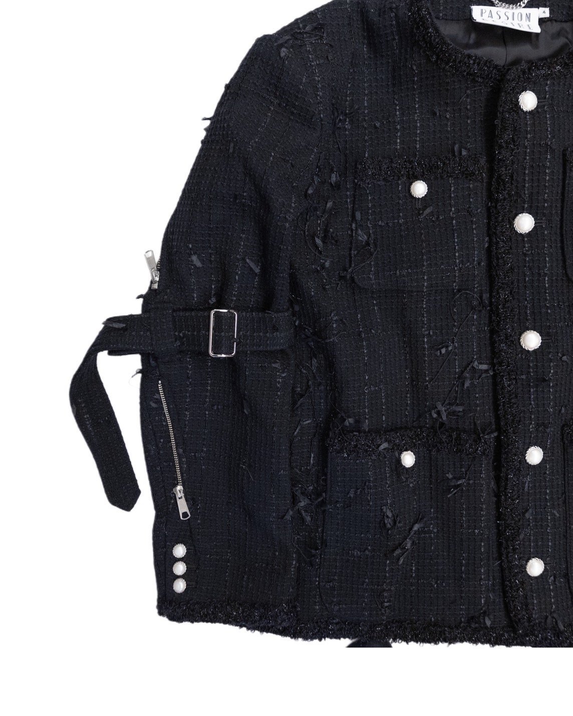 MIXED RIBBON TWEED NO COLLAR BONDAGE JKT | el c