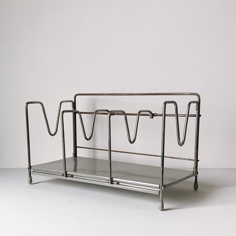 70s ヴィンテージ スチールブックスタンド 卓上本立て グレー