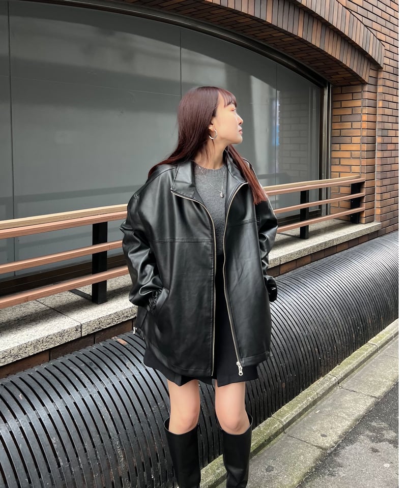 double zip leather jacket | LAZY AND EASY