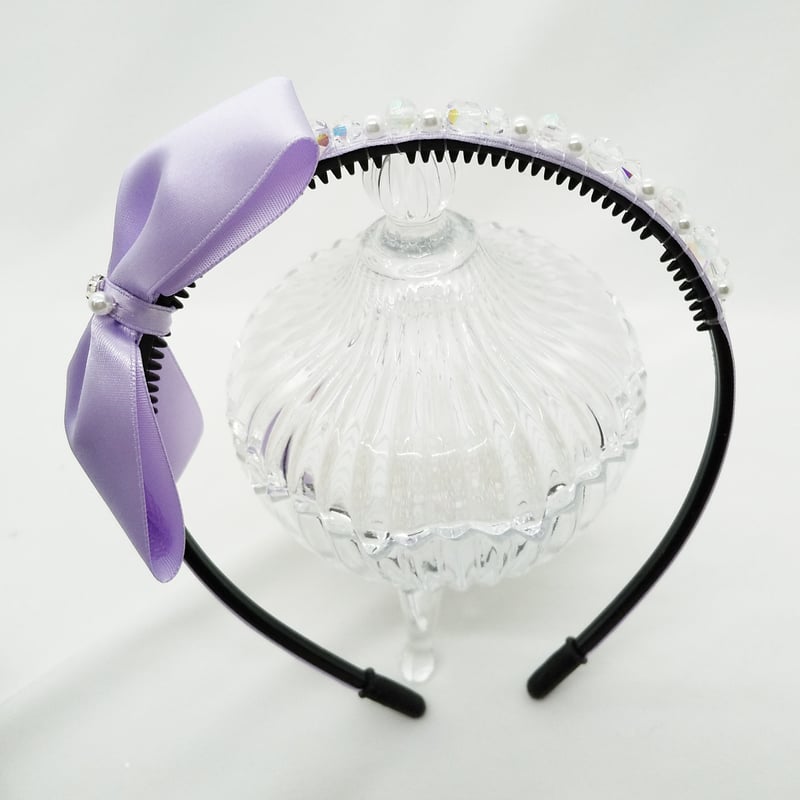 クリスタルリボンカチューシャ くすみピンク／紫 | SaintFarm セント