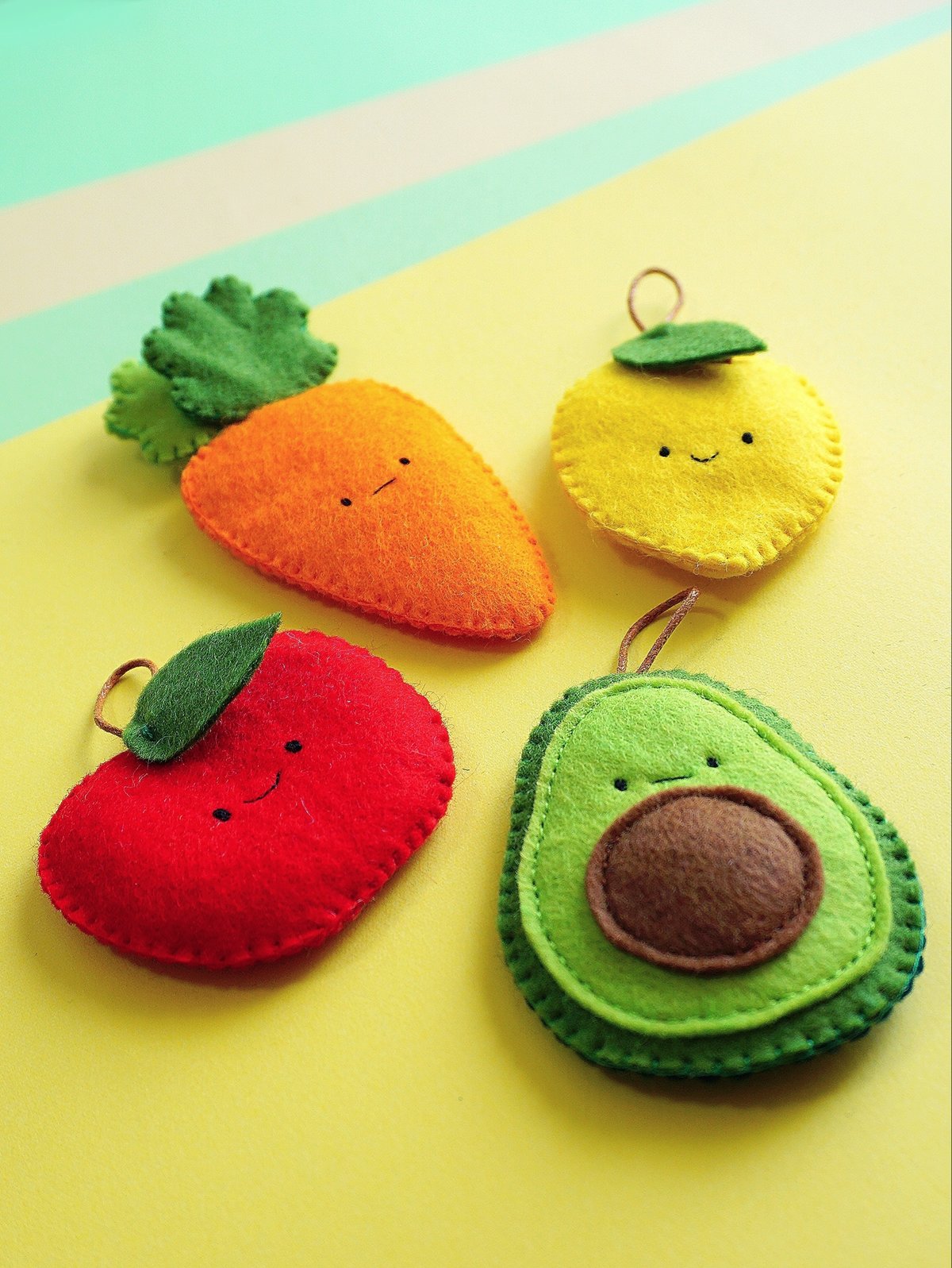 型紙レシピ】フェルトの野菜と果物(平面マスコット) | minimofuu toy's