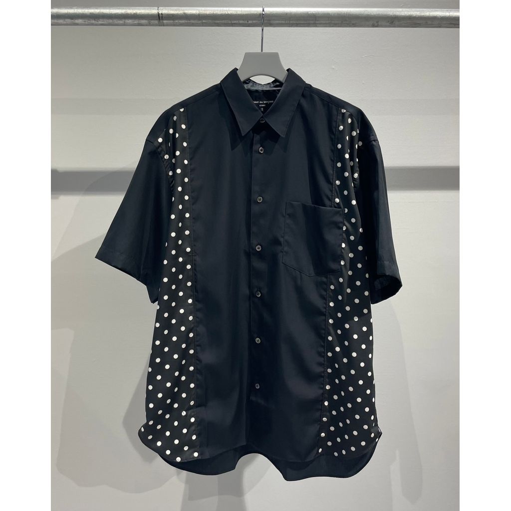 COMME des GARCONS HOMME 水玉柄プリント切り替え 半袖シャツ | MAR