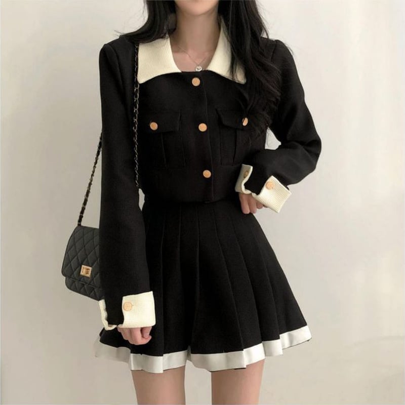 セットアップ 上下セット ショートジャケット プリーツスカート