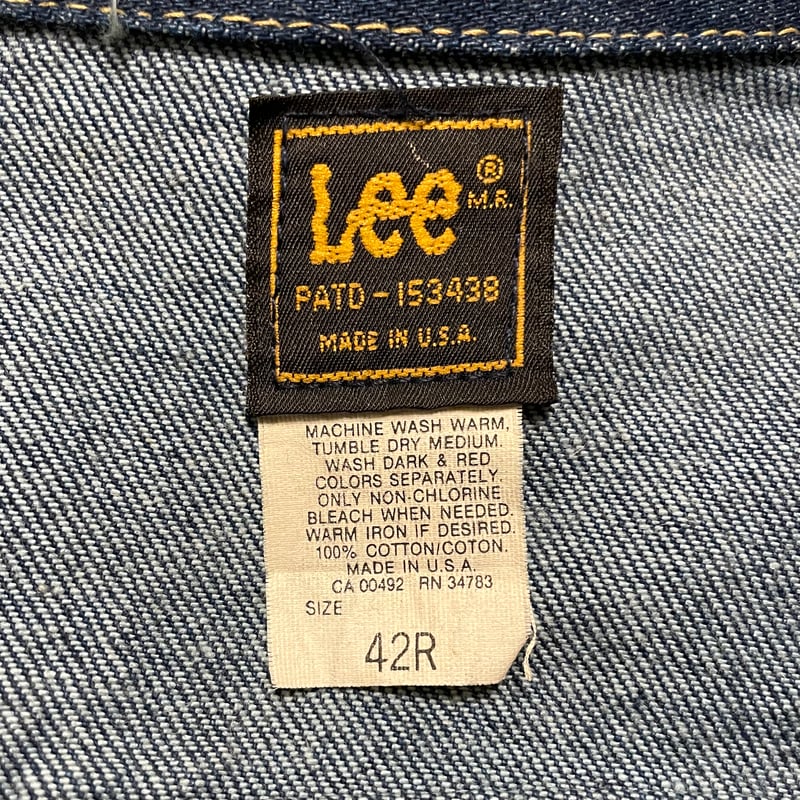 80s Lee 220-J デニムジャケット USA製 Size 42 濃紺 (S4050)