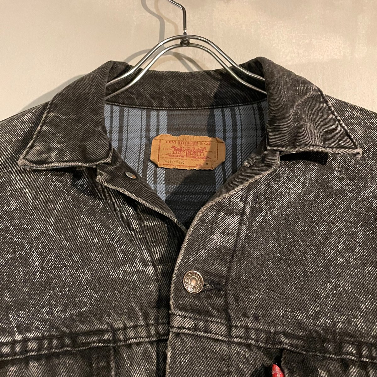 80s~ Levi's 70417 9420 ブラック デニムジャケット ネルライナー USA
