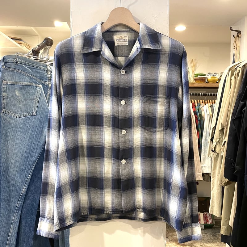 WESTVALE 60s オンブレチェック レーヨンシャツ 片ポケ ボックス