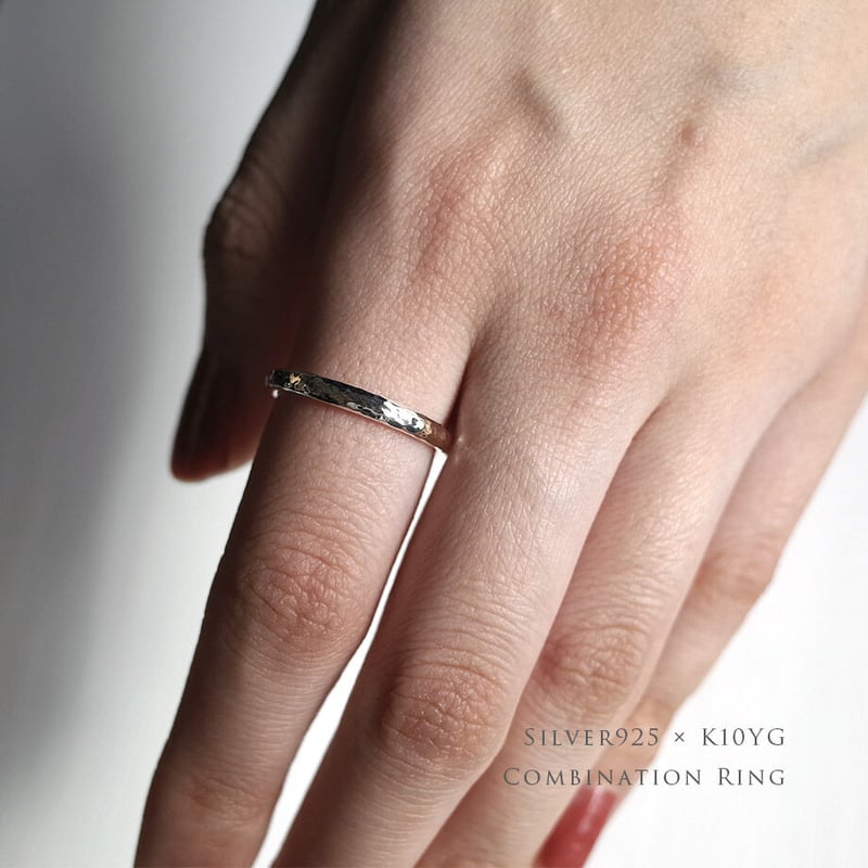 異素材コンビリング Rittla Silva【甲丸 鎚目デザイン】｜Silver925×K10