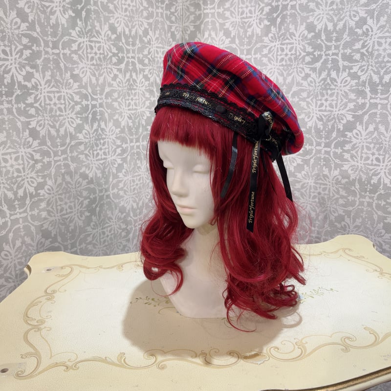 Triple*fortune】ベレー帽(赤チェック) | KIST ONLINE STORE