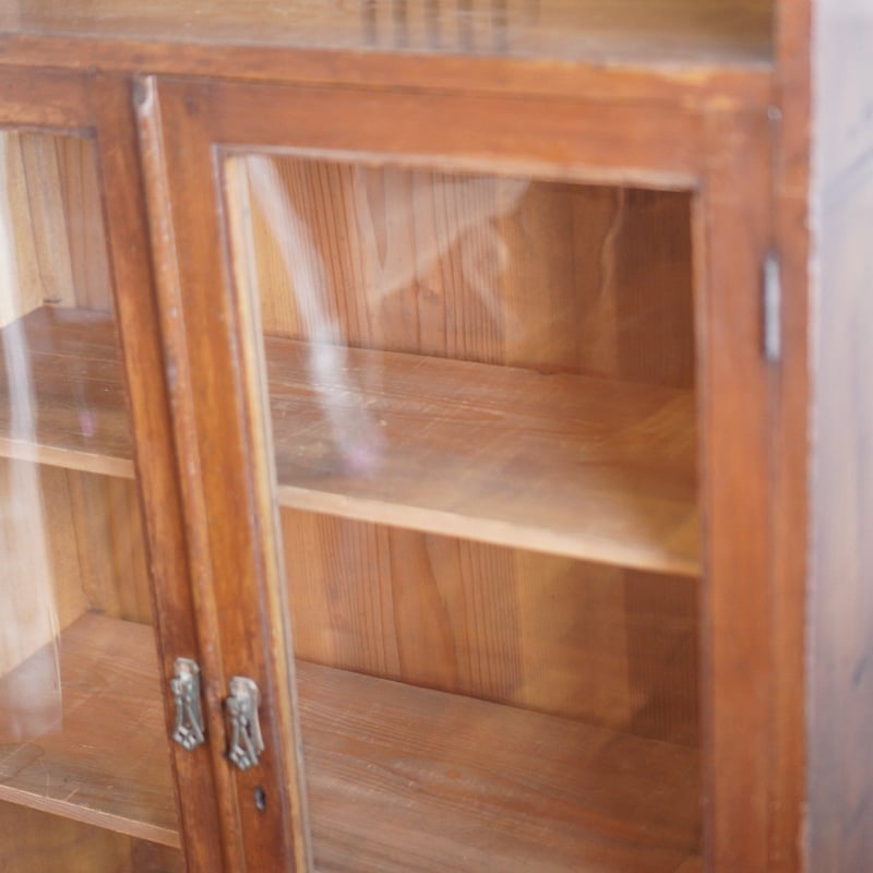 古いガラス棚 食器棚 収納棚 木製 大正 昭和初期 収納 古道具 古家具