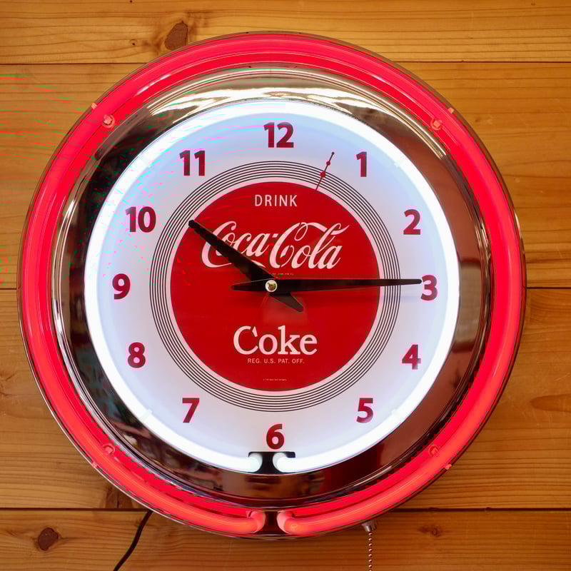 新品 Coca Cola コカコーラ ダブルネオンクロック RED 時計 壁掛け