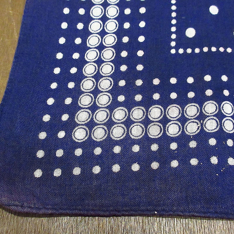 ビンテージ60's○TOWERドット柄コットンバンダナ紺○210420n7-bnd 1960s