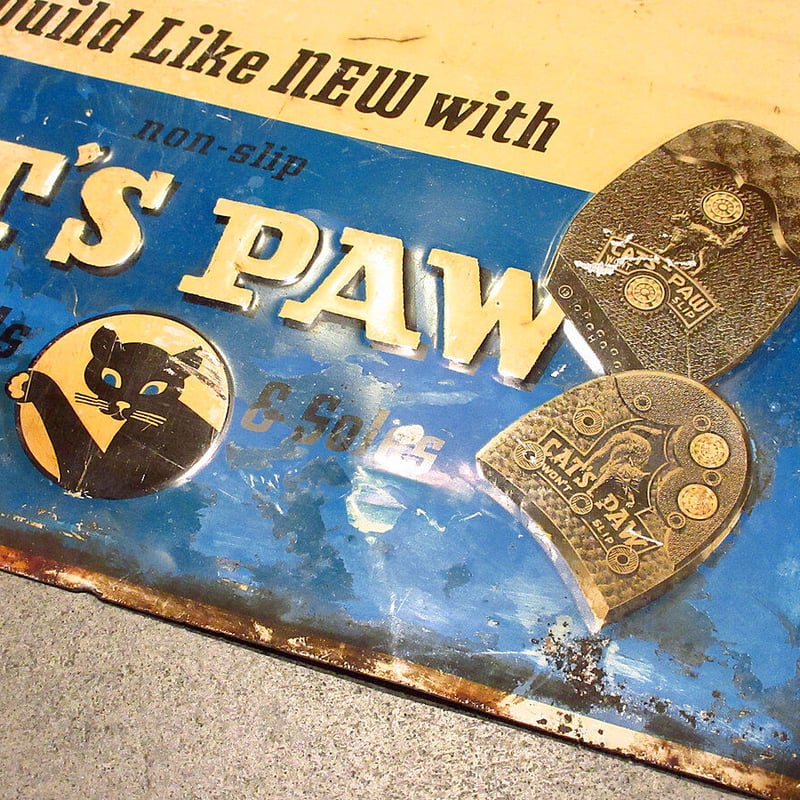 ビンテージ40's○CAT'S PAW アドバタイジングメタルサイン○210402s8