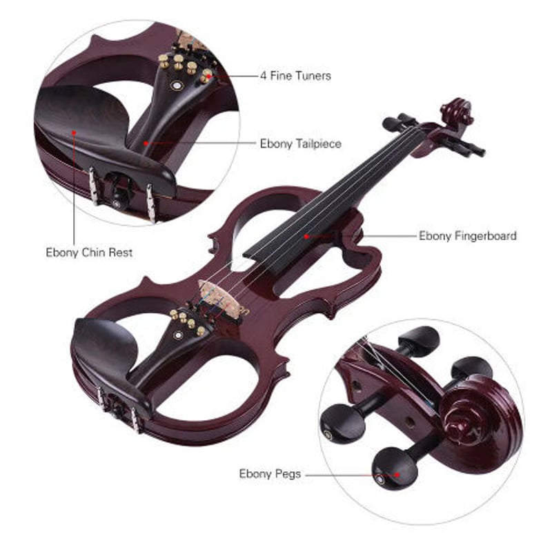 エレキバイオリン 4/4 本体 ケース チューナーセット 4色展開