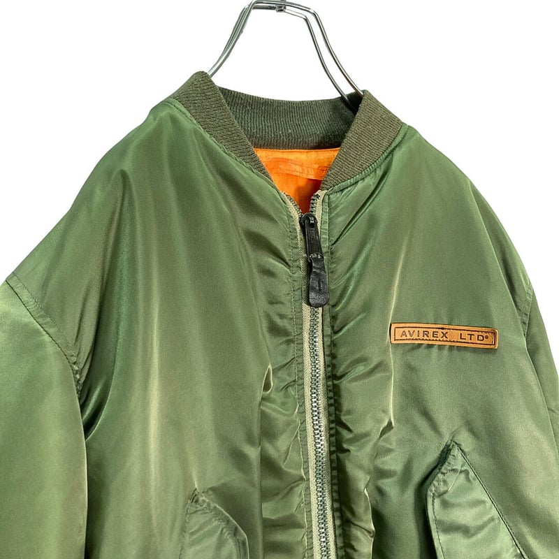 90s USA製 AVIREX MA-1 アーチロゴ カーキ L ヴィンテージ AVIREX