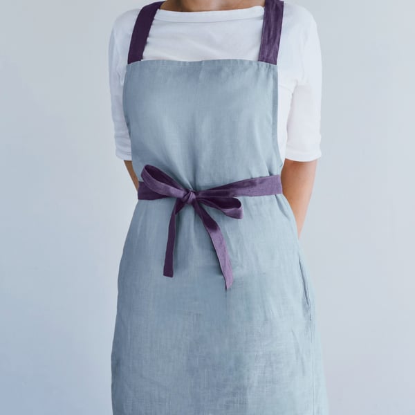 若山曜子 Fog Linen Work リネンフレアエプロン 藤色 若山曜子さんの