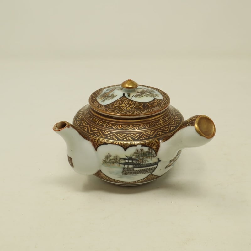 A005【茶器】 九谷焼 華やかな色絵金彩 窓絵山水 煎茶 | 中国美術