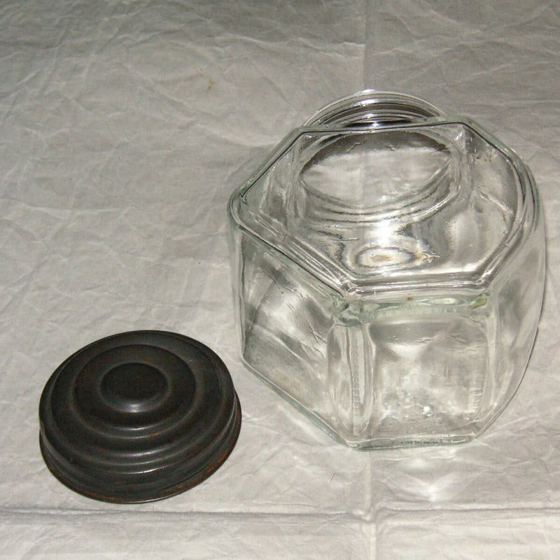 ガラス 駄菓子入れ ガラス小物入れ 昭和頃 アルミ蓋 ガラス瓶 | 村田