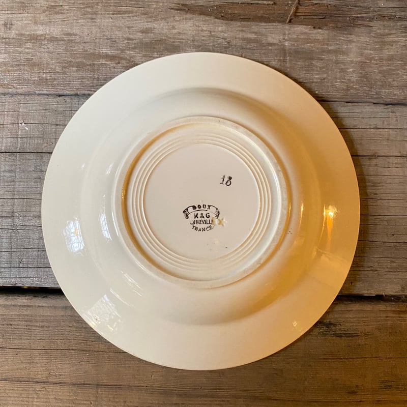 Lunéville HOUX（ヒイラギ）深皿プレート 22.5㎝ フランスアンティーク