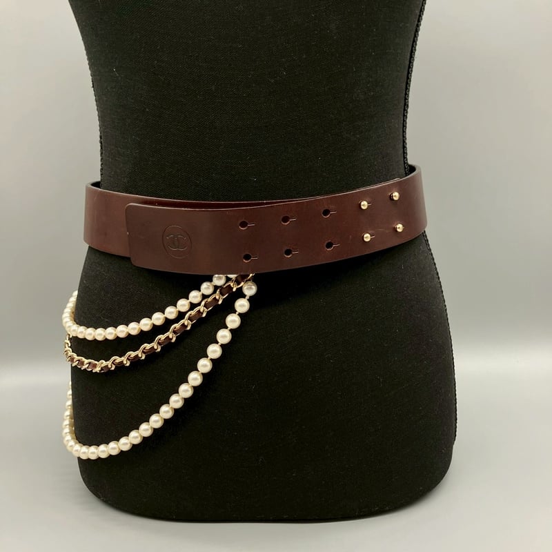CHANEL (シャネル) ヴィンテージ パール 3連チェーン ベルト