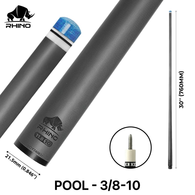 Rhino - 30インチ 10山 3/8-10 12.4mm カーボンファイバー プールキュ
