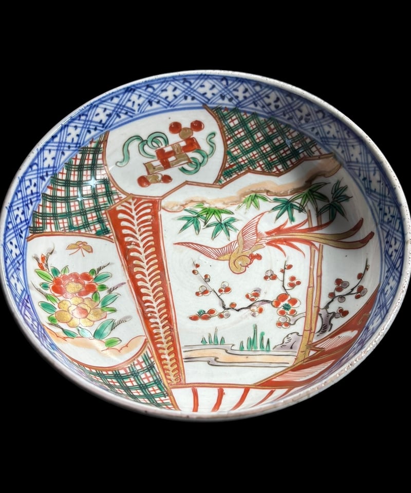 古伊万里 大鉢 [松竹梅鳳凰文] 色絵 鉢 丸皿 取り皿 飾り皿 和食器