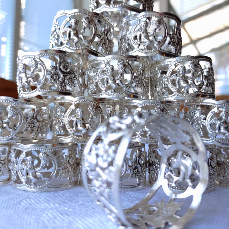 イギリス 純銀製 スターリングシルバー925 ナプキンリング セット