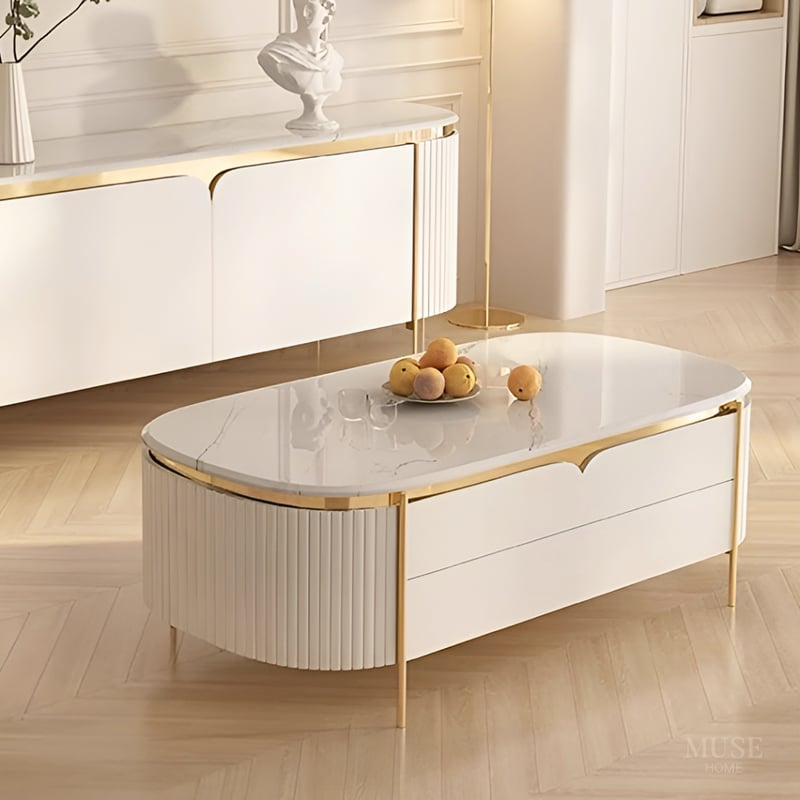 ラグジュアリーゴールドフレームローテーブル | リビング＆ダイニング