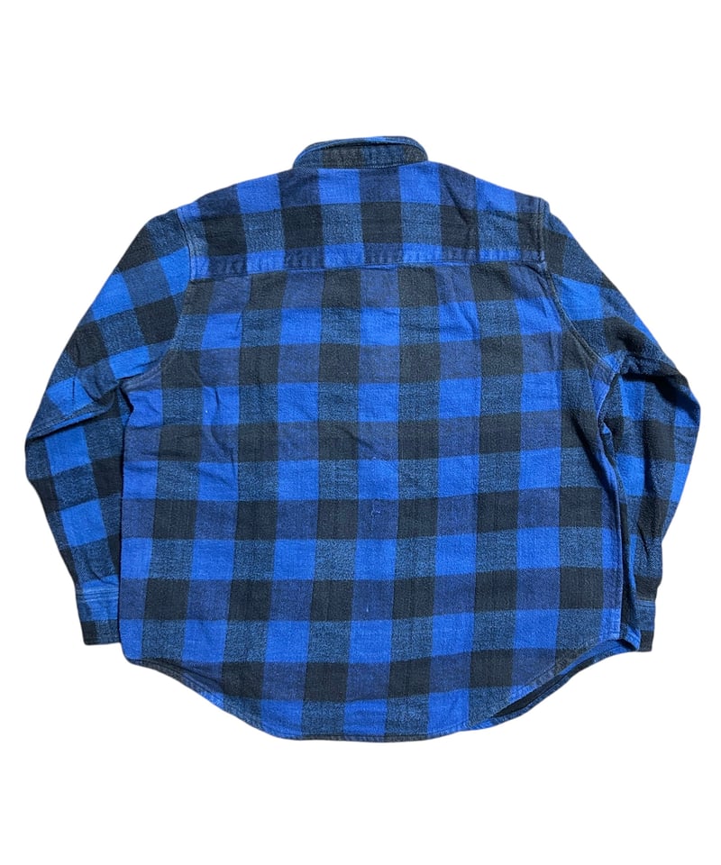 90's FIVE BROTHER ヘビーネルシャツ バッファローチェック 青 黒 L | S