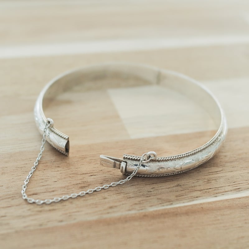 英国 1993年 ヴィンテージ】シルバー バングル イギリス m75 | old