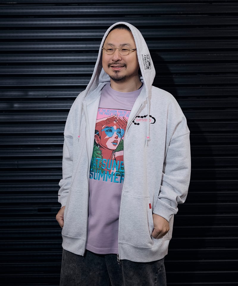 Hatsunex “MITERU” Zip upパーカー（フラミンゴアッシュ） | HATSU