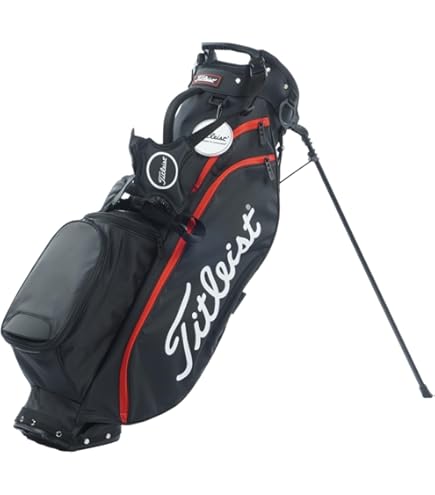 Titleist ゴルフバッグ スタンド付き 黒赤 フードなし Titleist ゴルフ