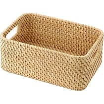 Amazon｜無印良品 重なるラタン長方形ボックス・フタ付 (V)約幅26×奥行