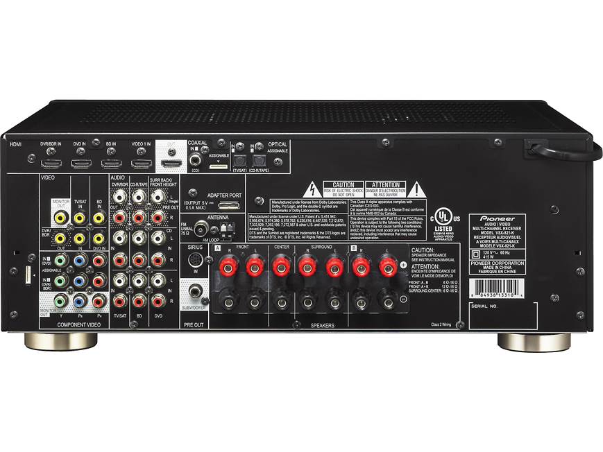 Pioneer VSX-821-K Home theater receiver with 3D-ready HDMI